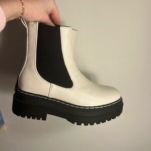 Women's Black and White Ankle Boots